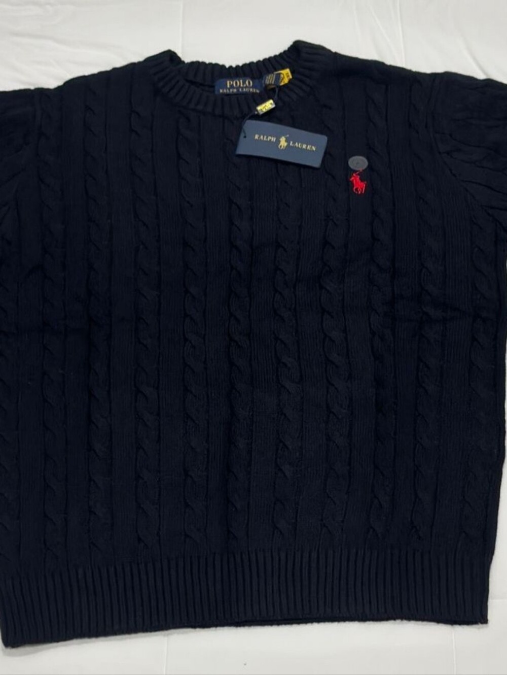 Polo Ralph Lauren Men's Cable Knit Crewneck Sweater Black